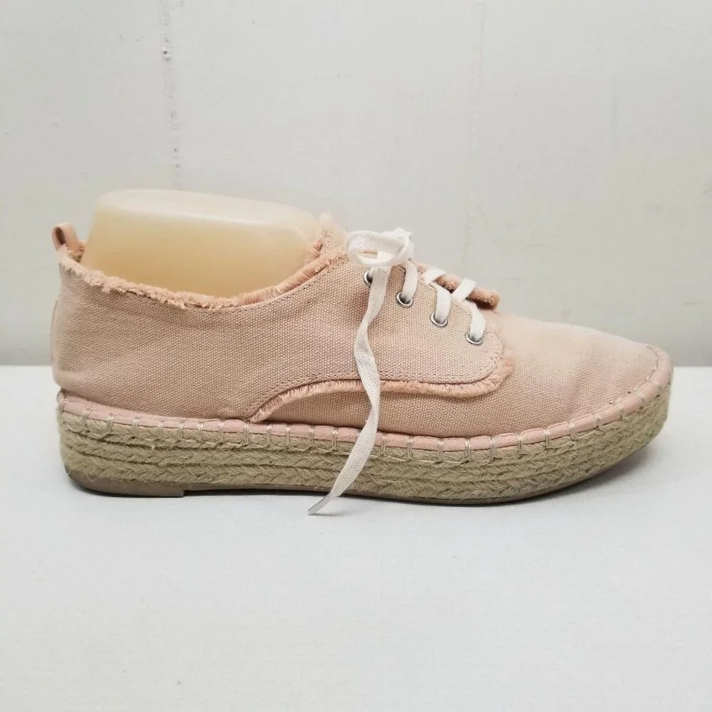 Dolce Vita 9.5 Peach Canvas‎ Espadrille Sneakers Shoes Lace Up Platform Wedge